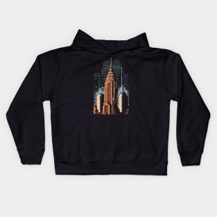 Chrysler Building Pixel Art Kids Hoodie